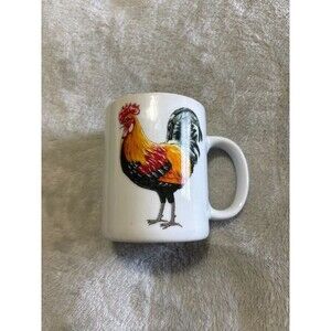 BIA Cordon Bleu white porcelain mug rooster chicken hen farmhouse decor